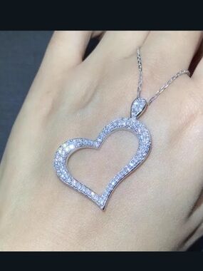 New Micro Pave Cubic Zircon Heart Necklace